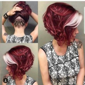 two tone blonde and red short hair