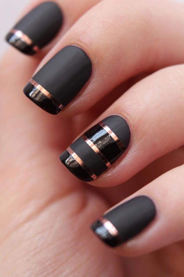 Black and gold gel nails