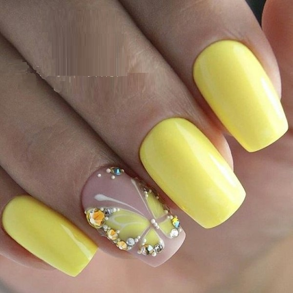 yellow gel nails 2021