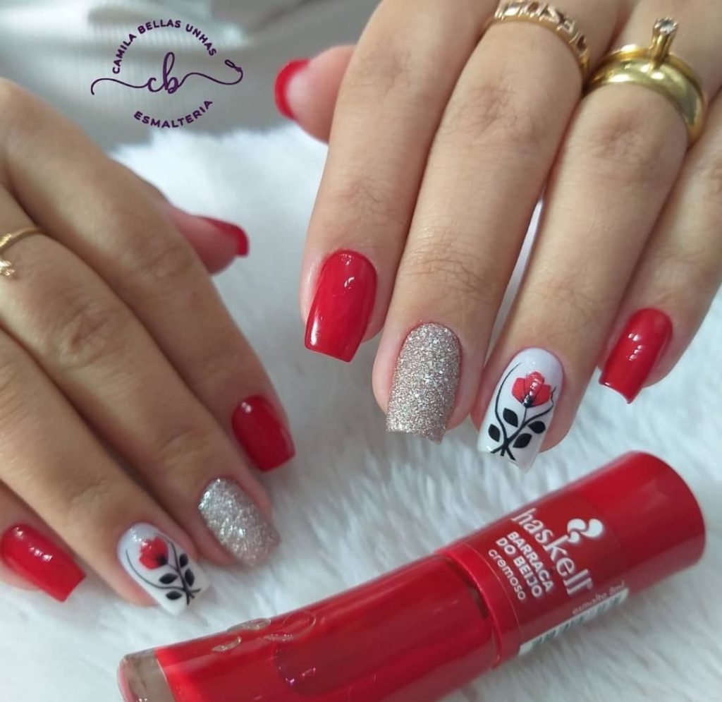 Nails in shades of red