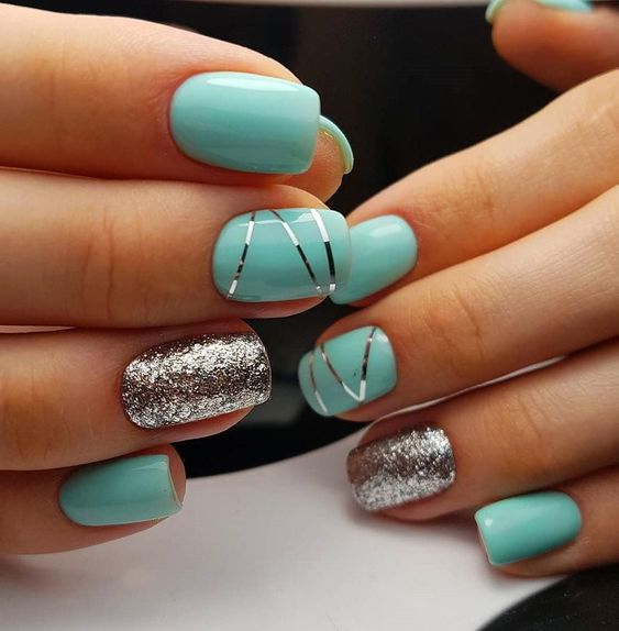turquoise gel nails