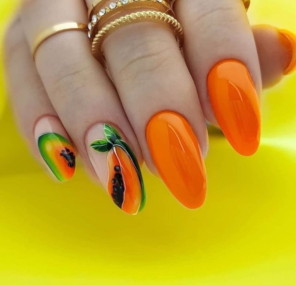 Orange gel nails