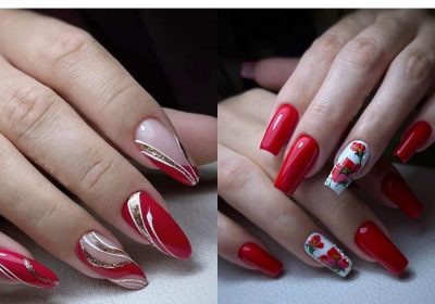 unghii gel rosu