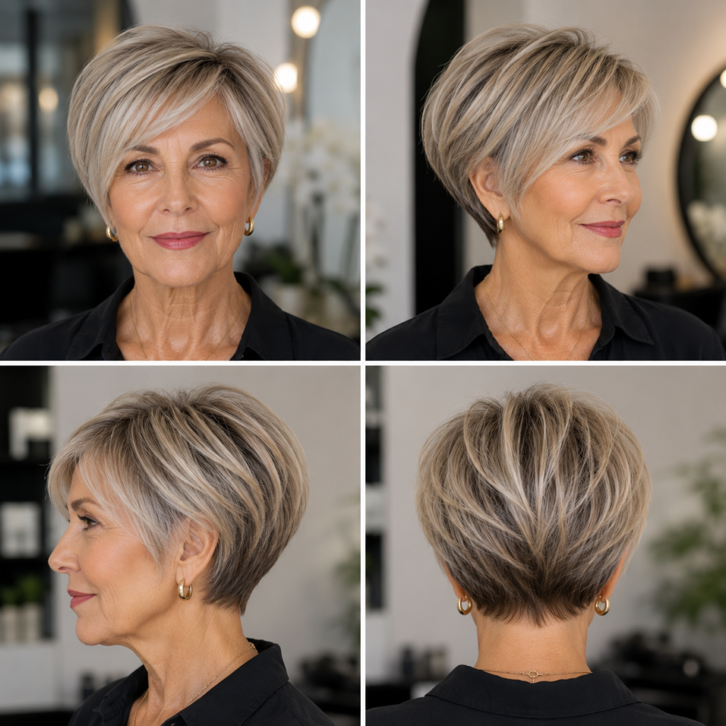 Short graduated bob for fine hair over 50