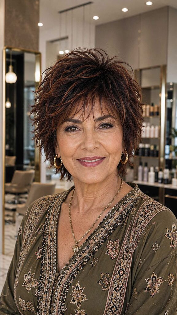 Tapered pixie bob with longer layers on top