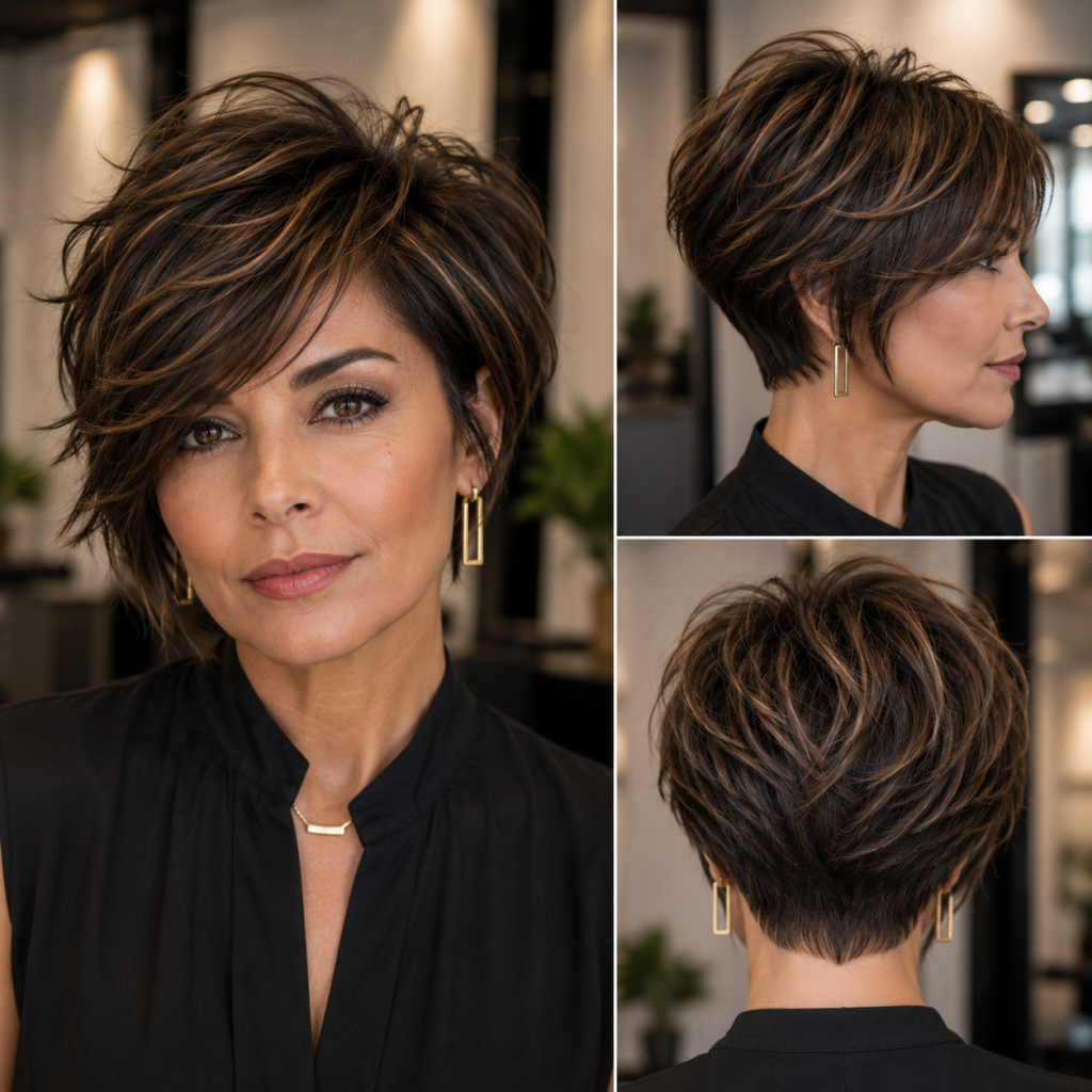 Modern bixie haircut with soft texture, longer