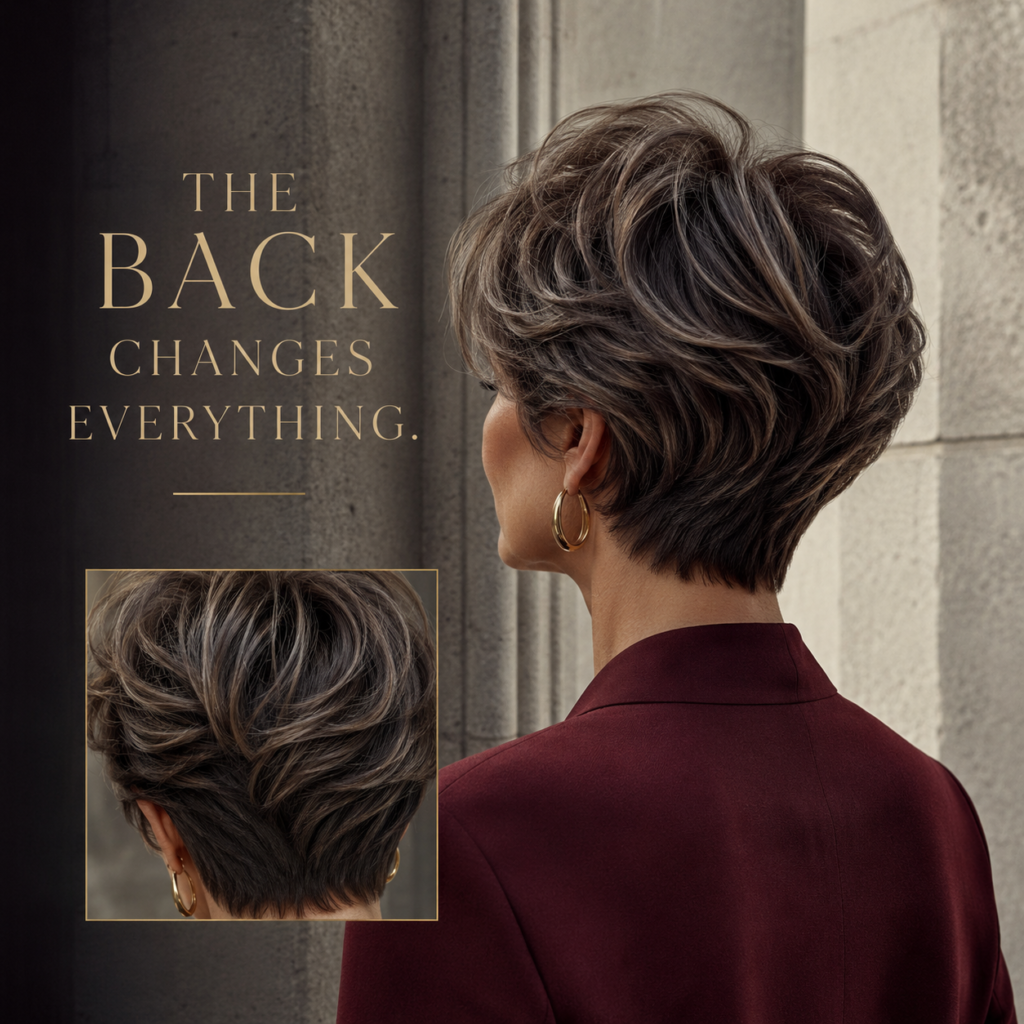 Short haircut showing a softly tapered neckline and clean back shape