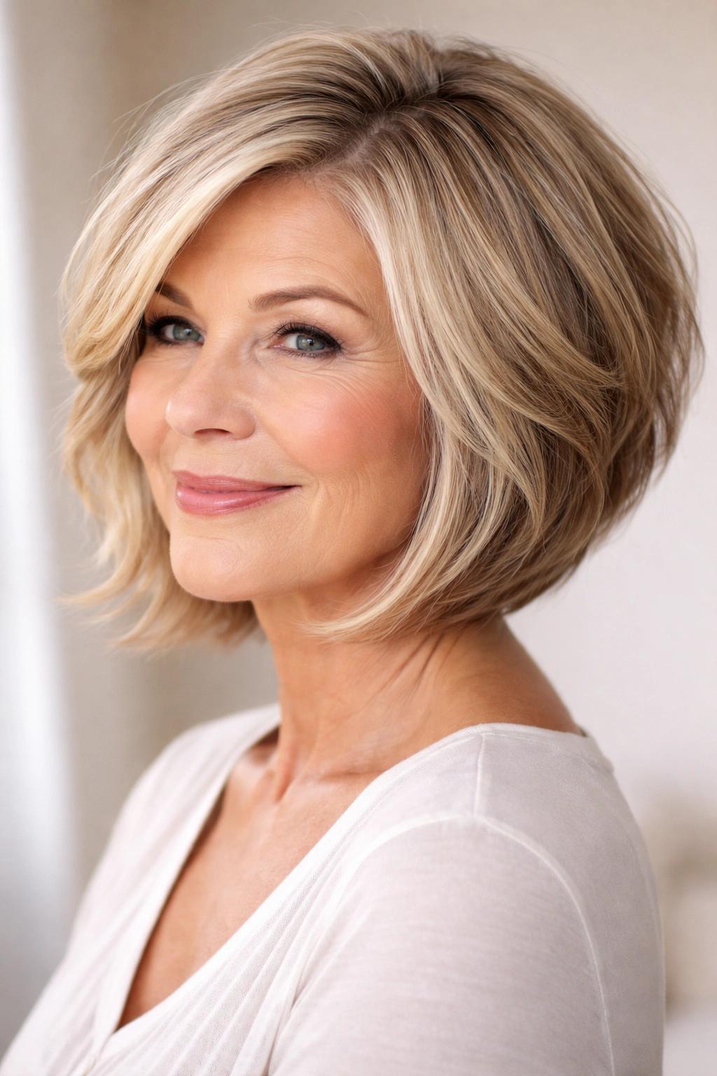 Jaw-length bob with subtle layers and a fuller base