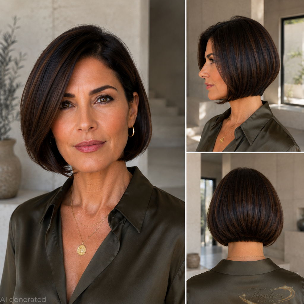 Textured French bob with natural movement and a relaxed chin-length shape