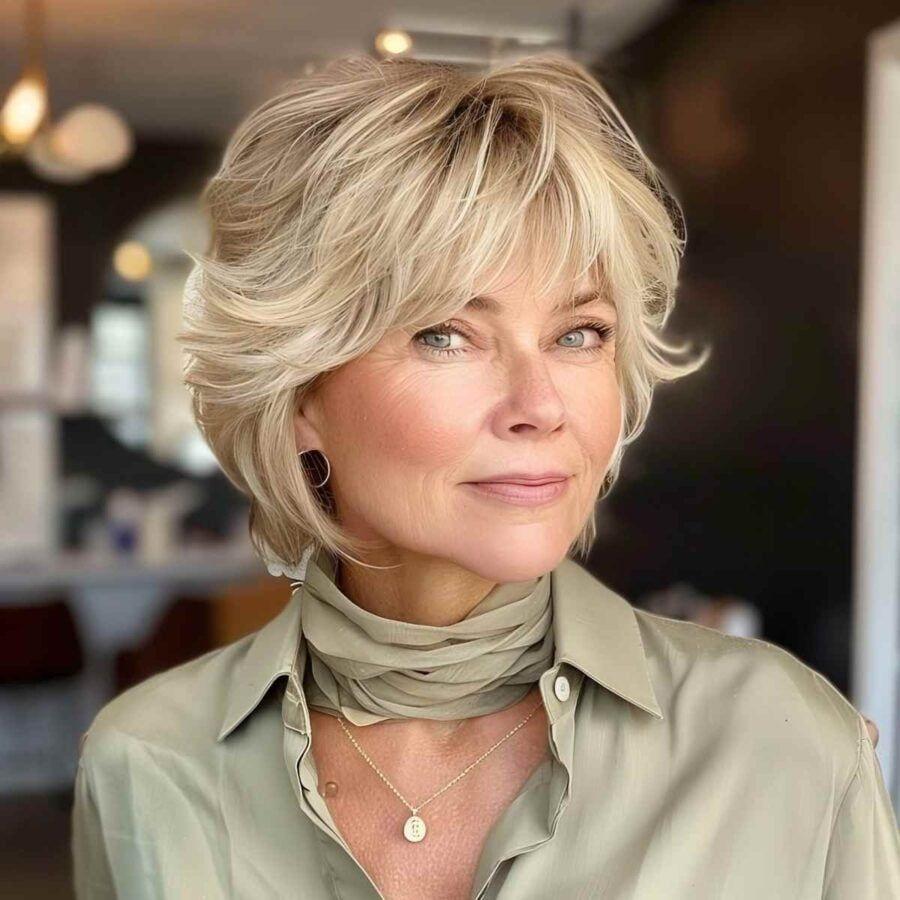 Feminine feathered crop designed to add movement to fine hair