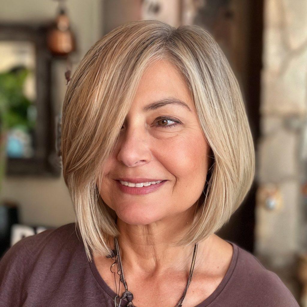 Fuller-looking jaw-length bob with light layers for fine hair