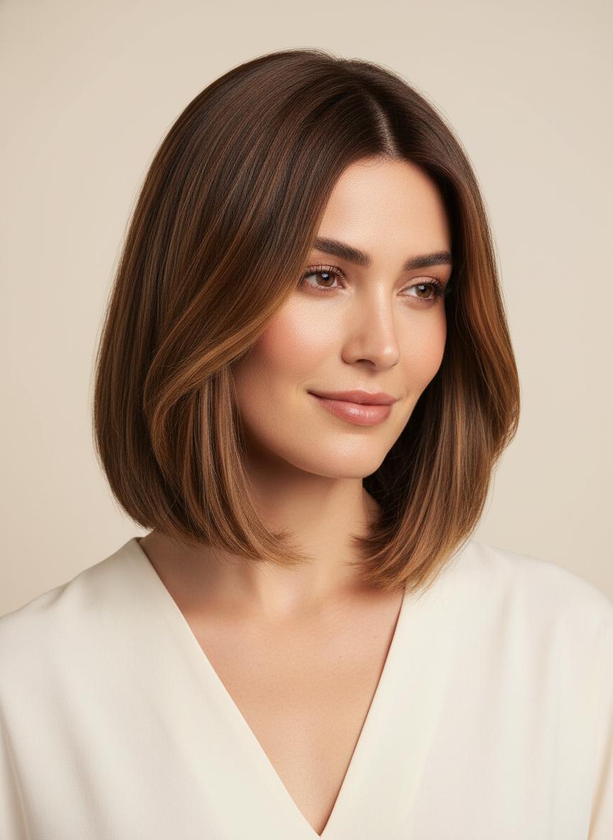 Long bob haircut with minimal layering for fine thin hair