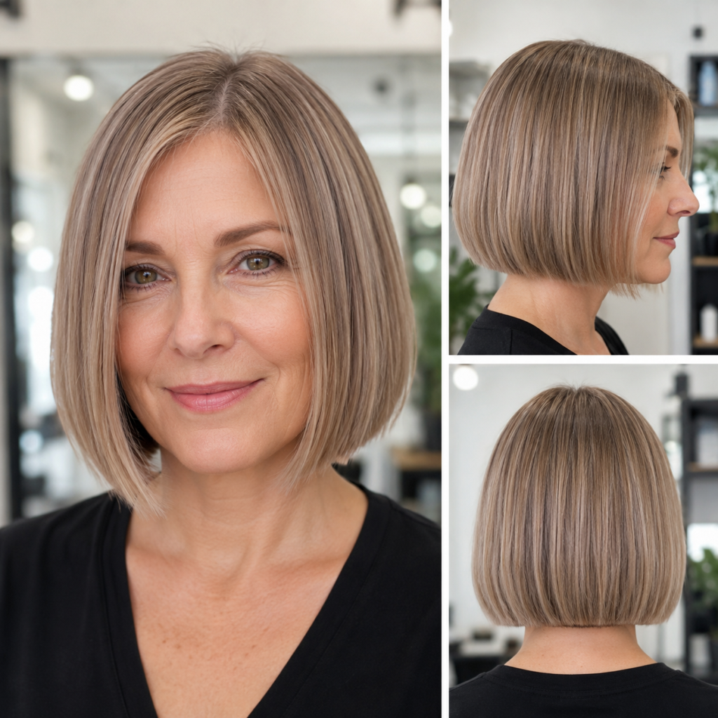 Blunt bob haircut for thin hair with fuller-looking ends