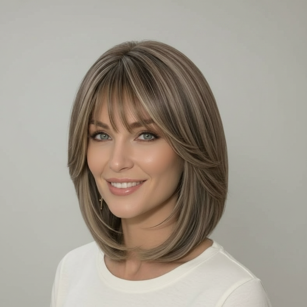 Collarbone-length lob for thin hair with subtle face-framing layers