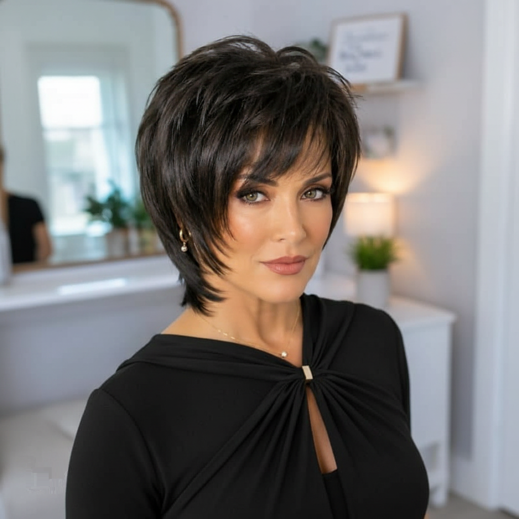 Medium haircut for thin hair with soft face-framing layers and full ends