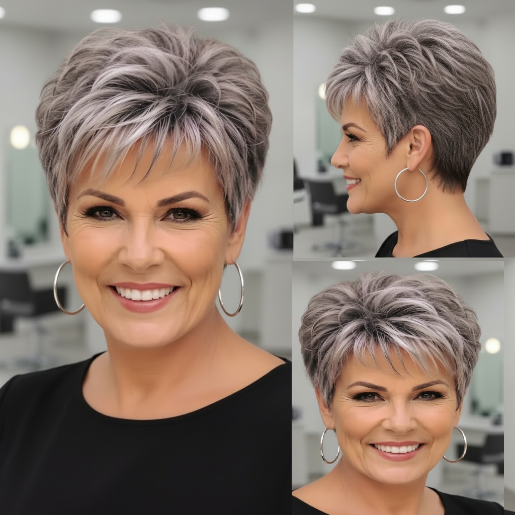 Low-maintenance pixie bob for fine hair over 50