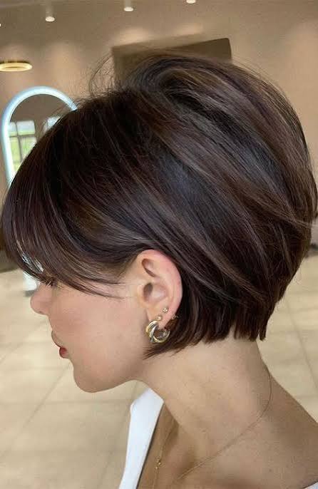 Soft bixie haircut for thin hair with airy layers and natural crown volume