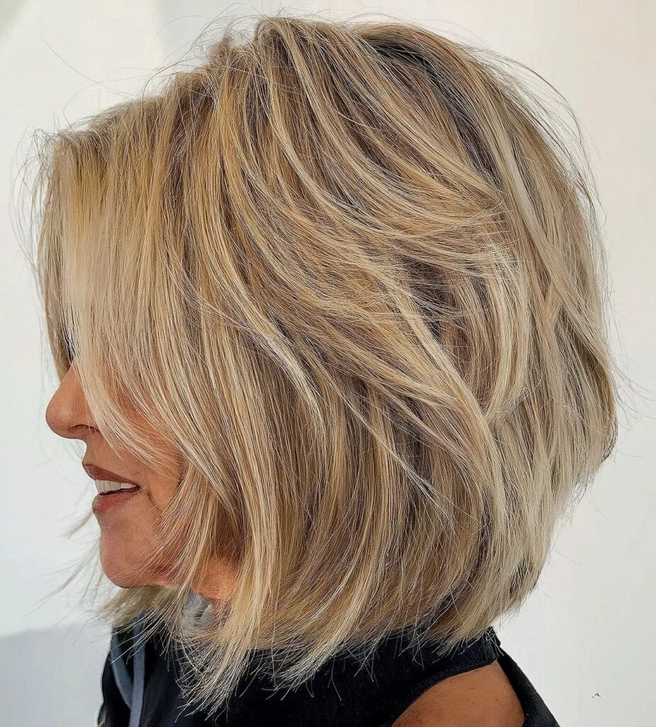 Lightly textured bob for fine hair over 50