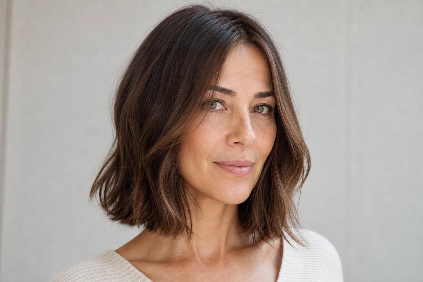 Collarbone-length lob with minimal layers for fine hair