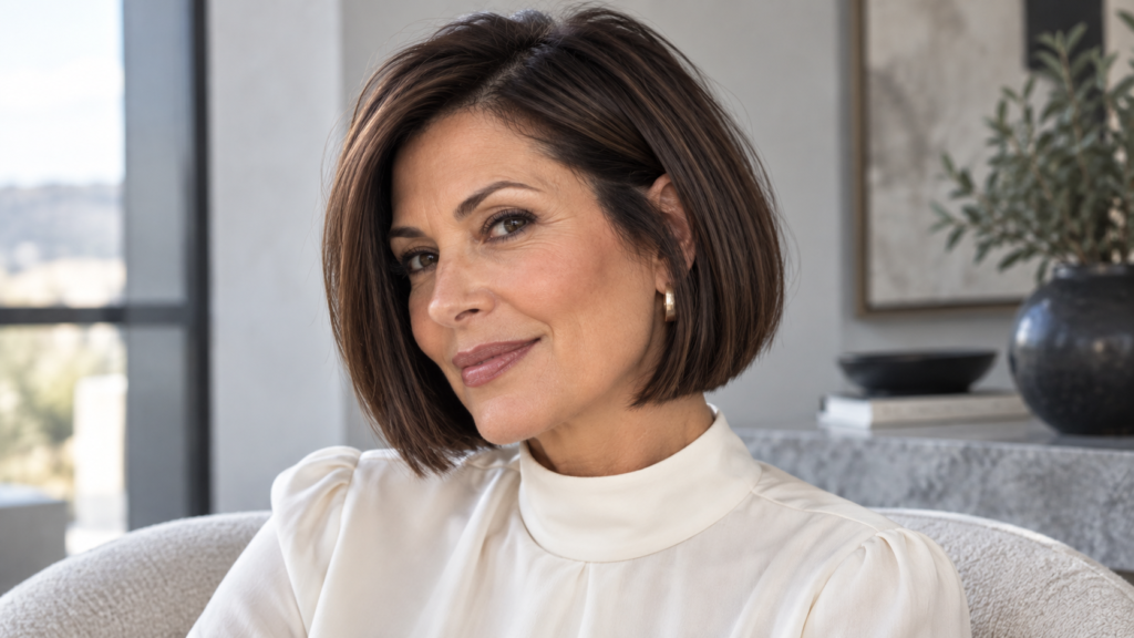 Jaw-length blunt bob for fine hair with a fuller-looking perimeter