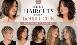 Best haircuts for a double chin featuring flattering short, medium and long styles