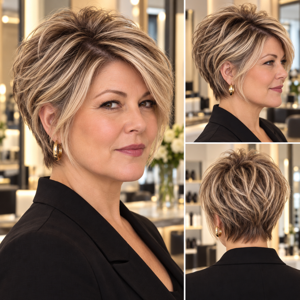 Textured bixie haircut for fine hair with soft lightweight layers