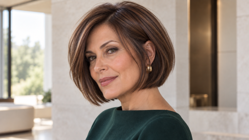 Chin-length bob for fine hair with subtle face-framing layers