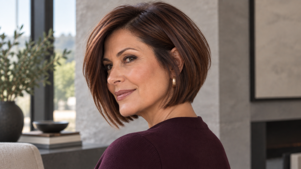 Soft graduated bob for women over 50 with fine hair
