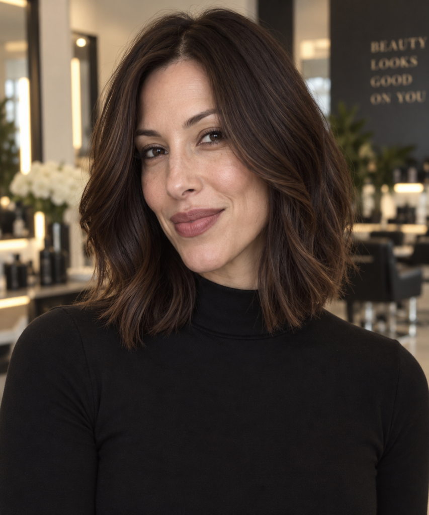 Collarbone lob with long face-framing layers