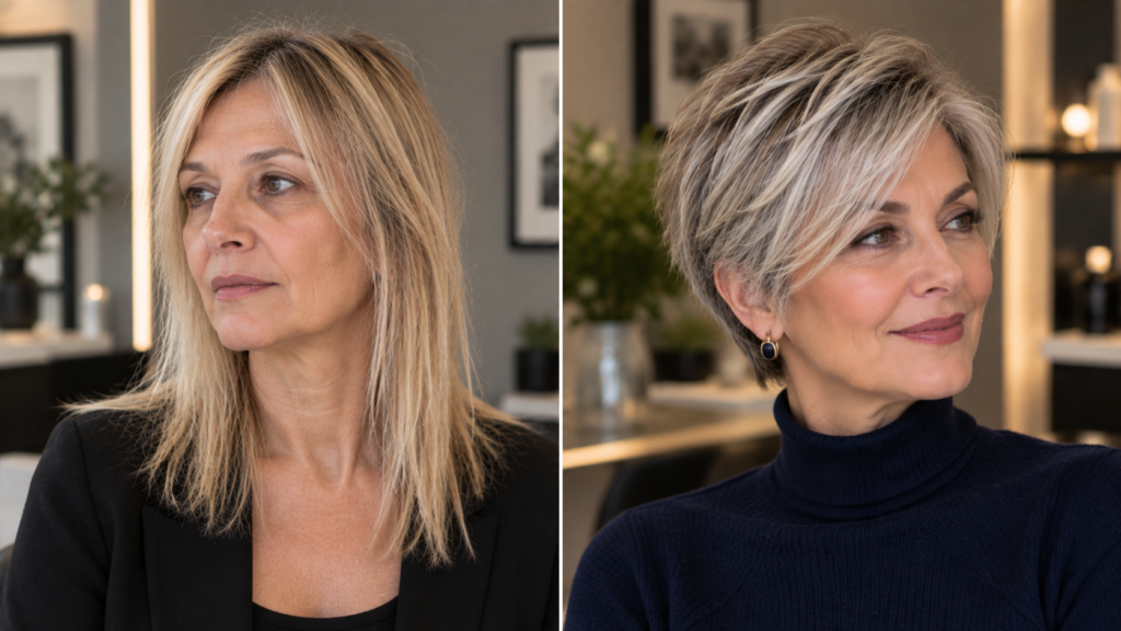 Fine hair with an overly graduated shape compared with a softer structured cut that preserves more visual density