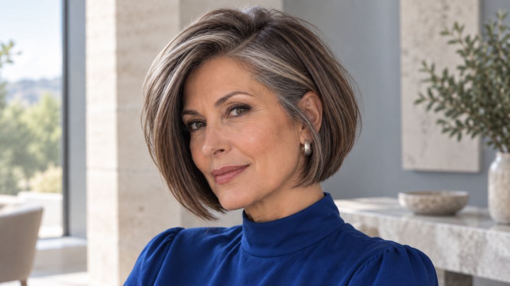 Side-parted bob for fine hair with gentle root lift and natural volume