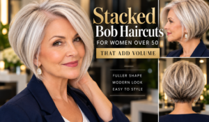 Stacked bob haircuts for women over 50 that add volume