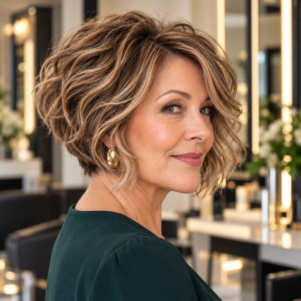 avy stacked bob for women over 50 with natural volume and textured layers