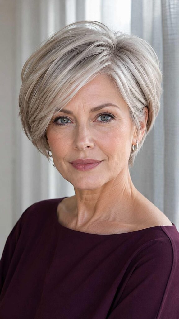 Stacked bob for fine hair over 50 with soft graduation and fuller shape