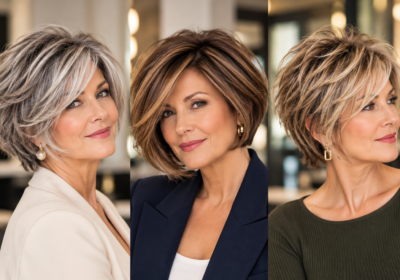 Short haircut for a woman over 50 with thick hair and controlled layers
